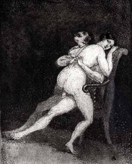 A couple having sex on a chair de Francisco José de Goya