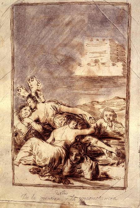 The Duchess of Alba, a suppressed plate entitled 'Dreams of Lies and Inconstancy', from the 'Los Cap de Francisco José de Goya