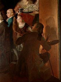 The Family of the Infant Don Luis de Borbón (Detail:The Artist at the Easel) de Francisco José de Goya