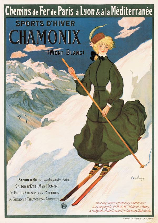 Poster advertising SNCF routes to Chamonix, de Francisco Tamagno