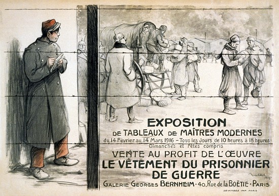 Advertisement for an Exhbition of Paintings to be sold to raise money for clothing for Prisoners of  de Francisque Poulbot