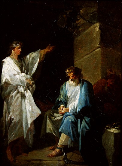 St Sebastian preaching the faith of Diocletian in prisons de Francois André Vincent