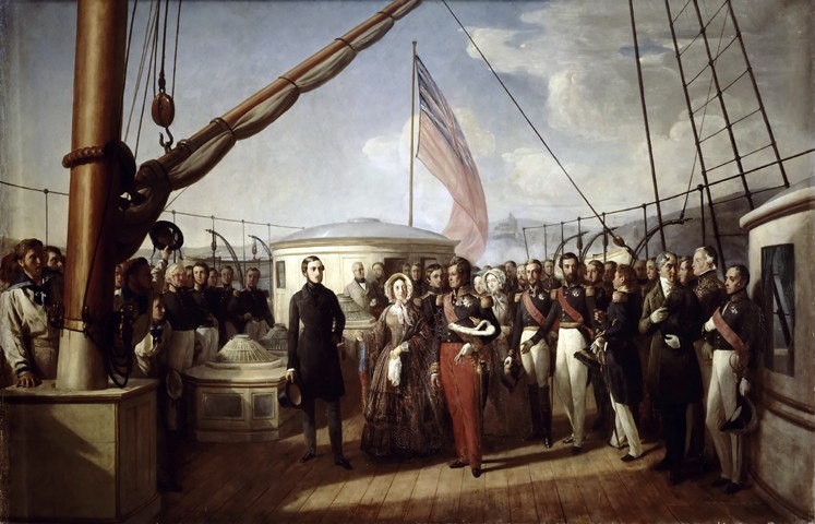 Queen Victoria recieved the King Louis Philippe I on board the Royal Yacht, 2 September 1843 de François August Biard