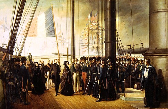 Queen Victoria I, received aboard the steamer ''Le Gomer'' the Rear Admiral Lasusse, 15th October 18 de François August Biard