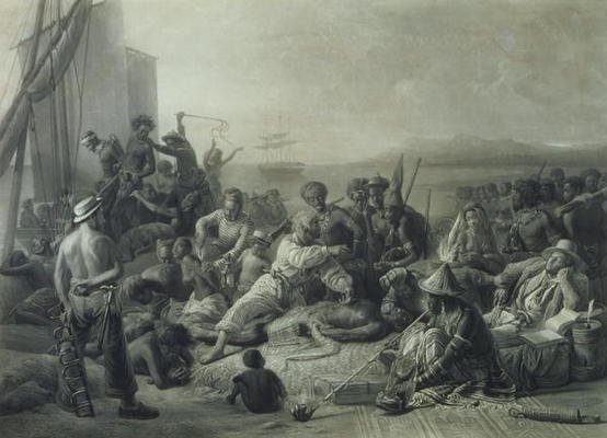 Scene on the Coast of Africa, engraved by Wagstaff, London, 1844 (mezzotint) de François August Biard