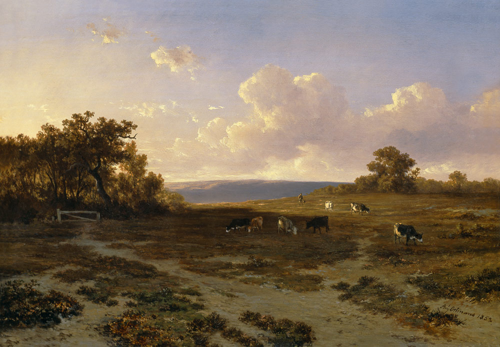 Heath Landscape with Cows de Francois Auguste Ortmans