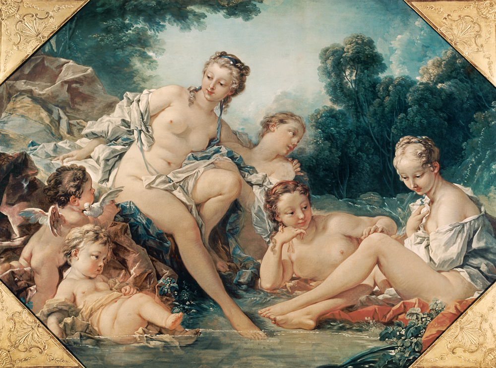 Ninfas tomando el baño con Amouretten de François Boucher