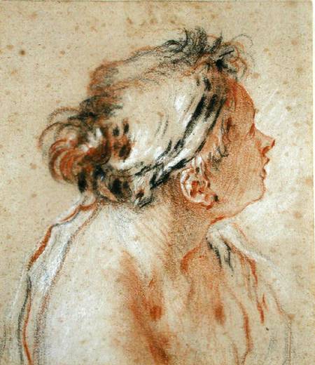 Head of a Nymph (black, white and red chalk on light brown de François Boucher