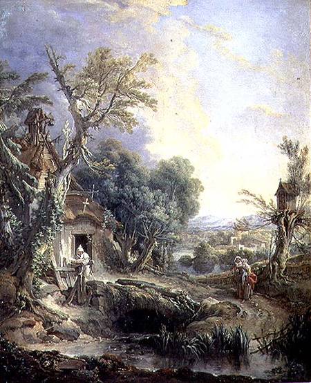 Landscape with a Hermit de François Boucher