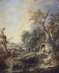 Landschaft mit Einsiedler de François Boucher