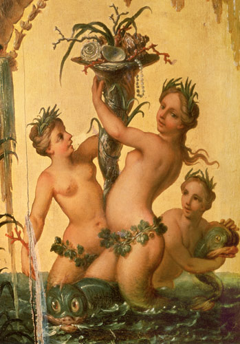 Detail of sirens holding a cornucopia from the State Carriage of Peter the Great de François Boucher