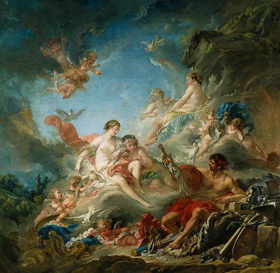 The Forge of Vulcan, or Vulcan presenting arms for Aeneas to Venus, tapestry cartoon de François Boucher