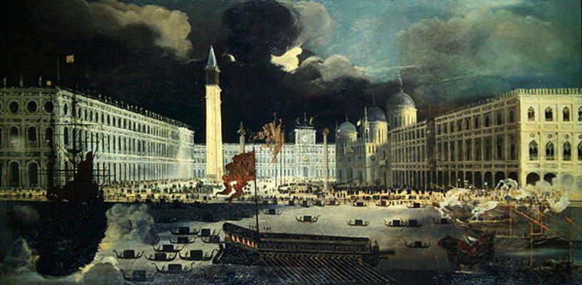 An Imaginary View of San Marco from the Bacino on Ascension Day (oil on canvas) de Francois de Nome