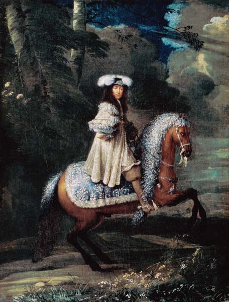 Reiter in blauem Kostüm (Lois XIV?) de Francois Duchatel