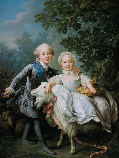 Portrait of Charles Philippe of France (1757-1836) (later Charles X) and his sister Marie Adelaide ( de François-Hubert Drouais