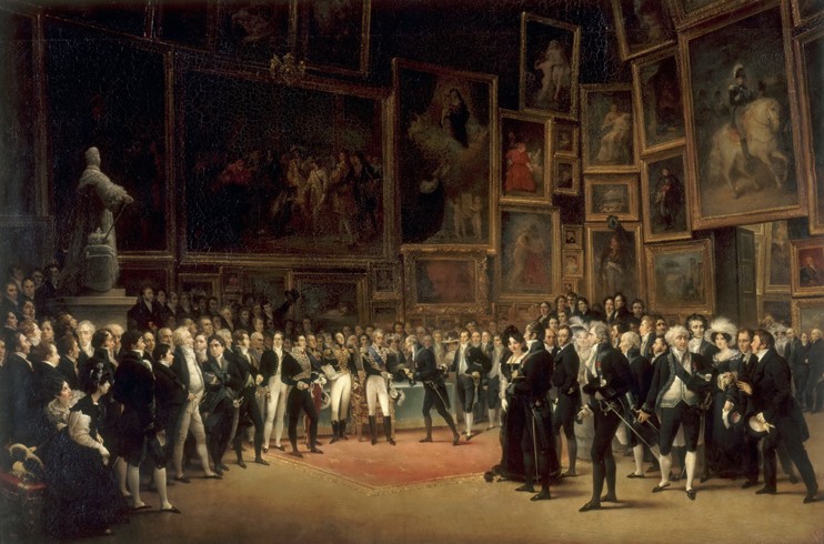 Charles X Distributing Awards to Artists Exhibiting at the Salon of 1824 at the Louvre de François-Joseph Heim