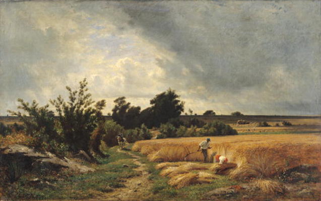 The Plateau of Ormesson - A Path through the Corn (oil on canvas) de Francois Louis Francais