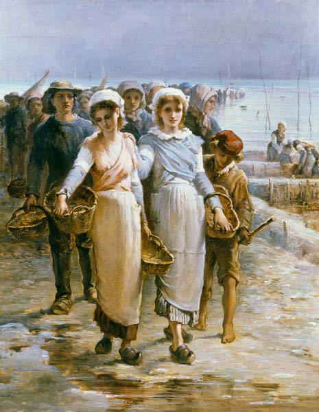 Oyster Girls at Cancale (oil on canvas) de Francois Nicolas Augustin Feyen-Perrin
