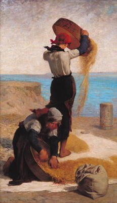 The Winnowers, 1869 (oil on panel) de Francois Nicolas Augustin Feyen-Perrin