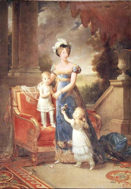 Marie-Caroline de Bourbon (1798-1870) with her Children in Front of the Chateau de Rosny de François Pascal Simon Gérard