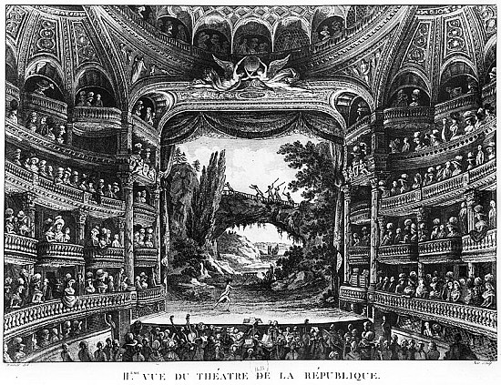 Second view of the Theatre de la Republique, plate 83 from volume IV of ''Voyage de France'' de Francois Denis Nee