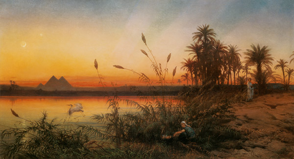 Look to the pyramids of Gizeh at sunset from the i de Frank Dillon