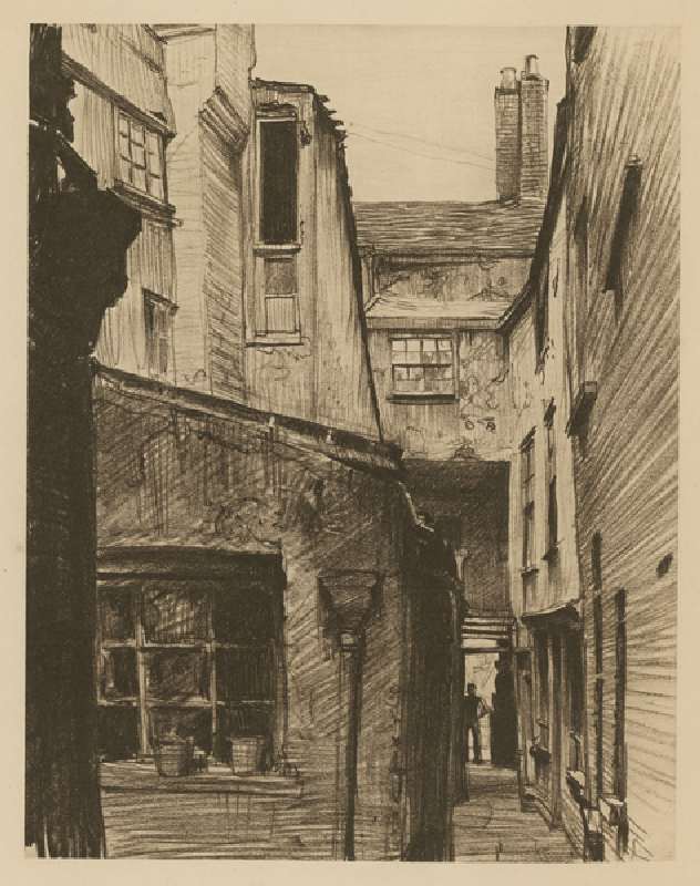 The Old Horse and Groom, back of Holborn Above Bars, London (etching) de Frank Lewis Emanuel
