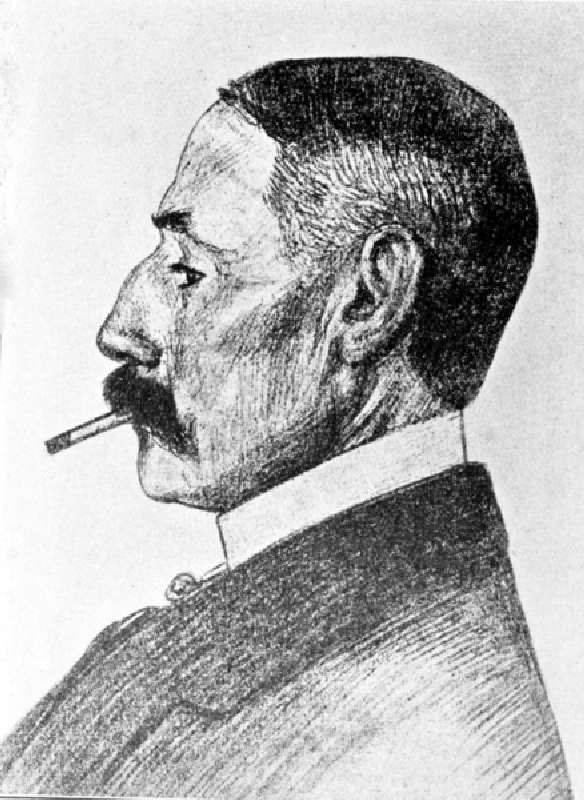 Portrait of the British composer Edward Elgar (pencil on paper) de Frank Lewis Emanuel
