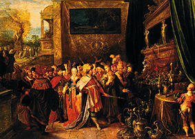 Croesus shows Solon his treasures de Frans Francken d. J.
