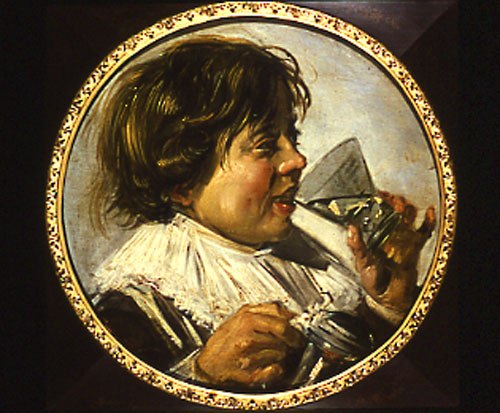 Half-length portrait of a laughing boy with a wine de Frans Hals