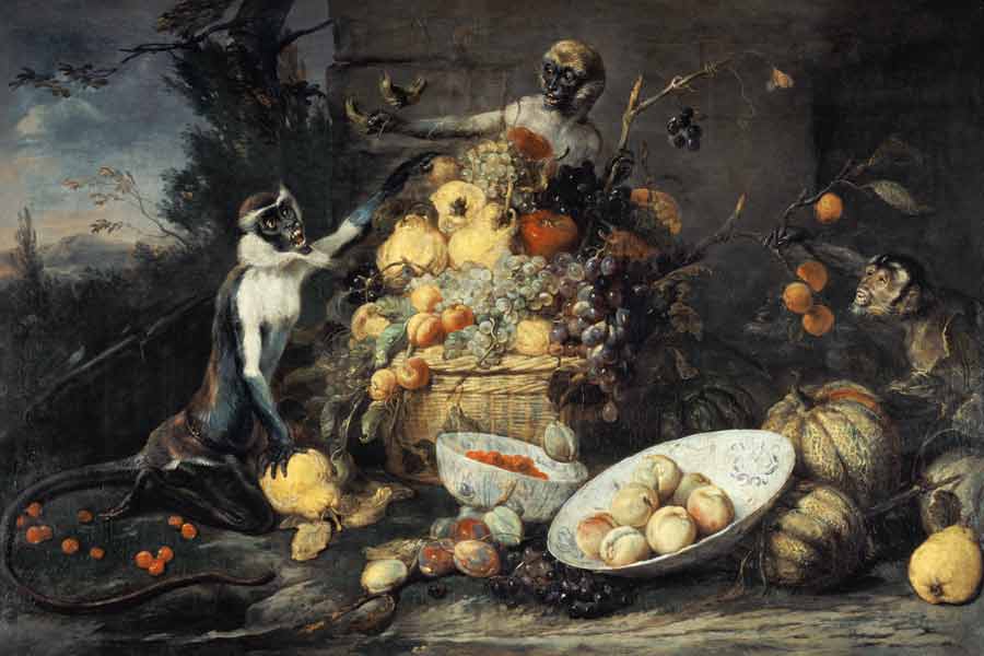 Quiet life with fruits and monkeys de Frans Snyders