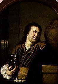 Half-length portrait of a drinker.