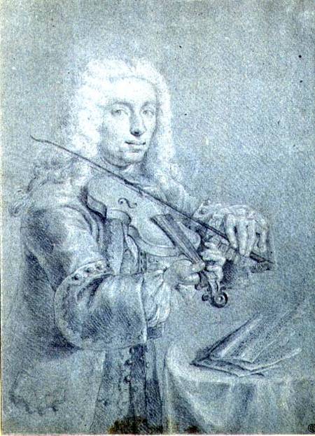 Portrait of Francesco Veracini (1690-1768), Italian violinist cil and de Franz Ferdinand Richter