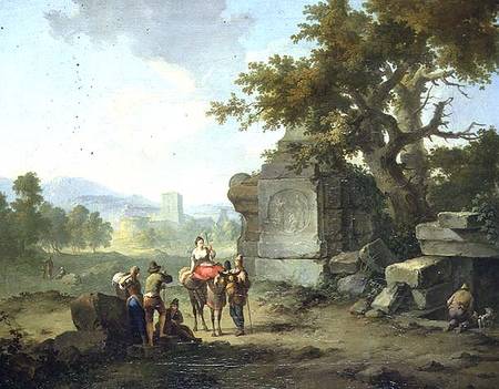 Rustic Landscape with Travellers (one of a pair) de Franz Ferg