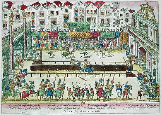 Tournament during which Henri II (1519-59) was injured the Count of Montgomery and died ten days lat de Franz Hogenberg