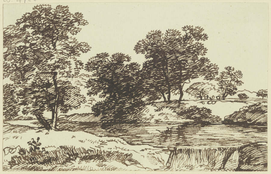 Baumgruppe an einem Gewässer de Franz Innocenz Josef Kobell