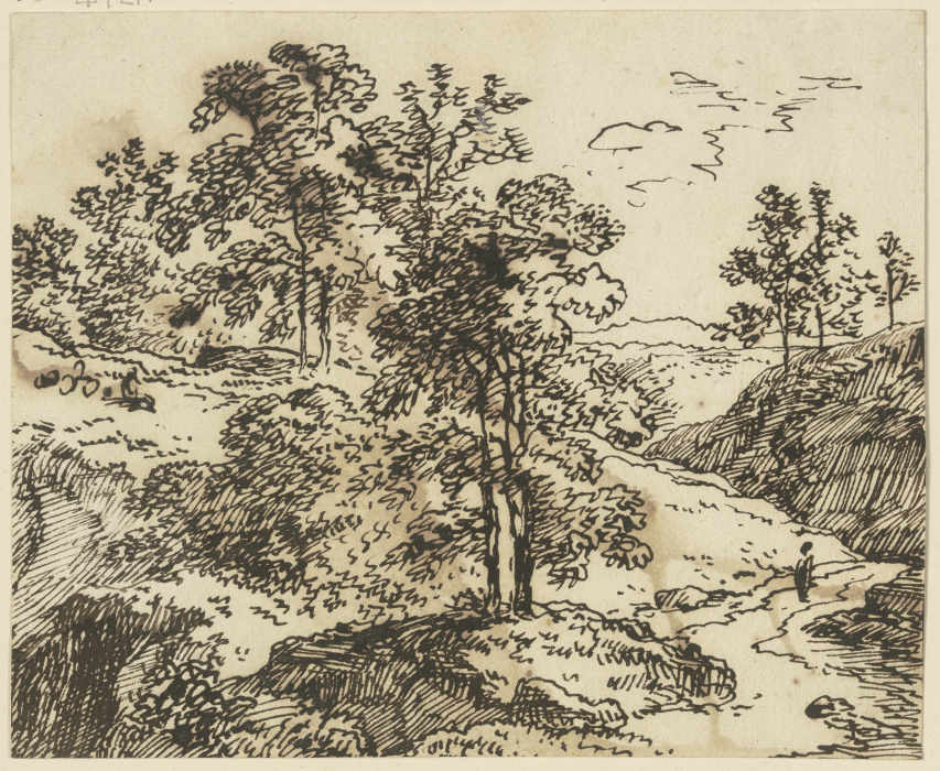 Baumreiche Landschaft mit Weg de Franz Innocenz Josef Kobell