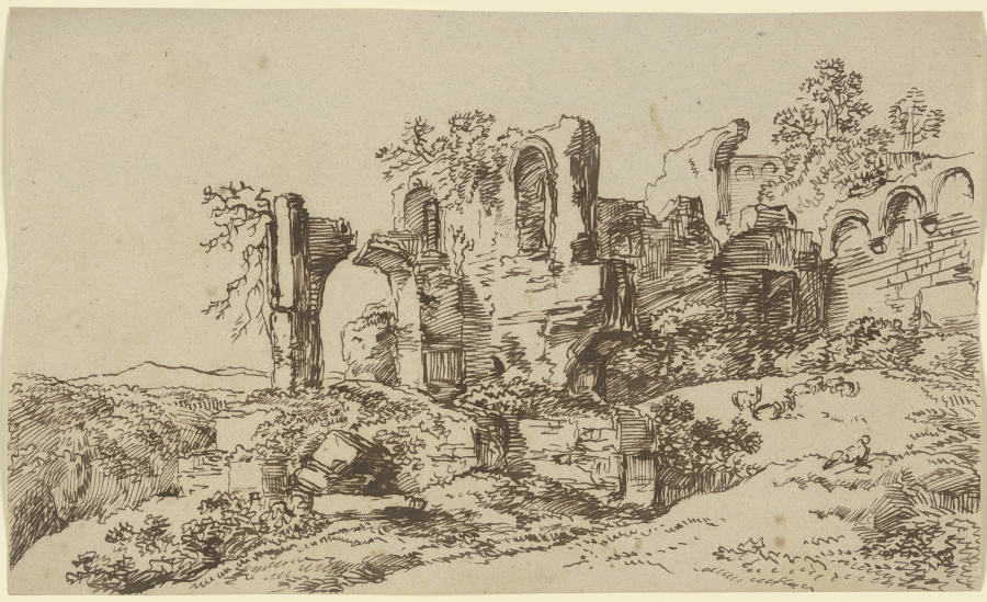 Burg- oder Kirchenruine in einer Landschaft de Franz Innocenz Josef Kobell