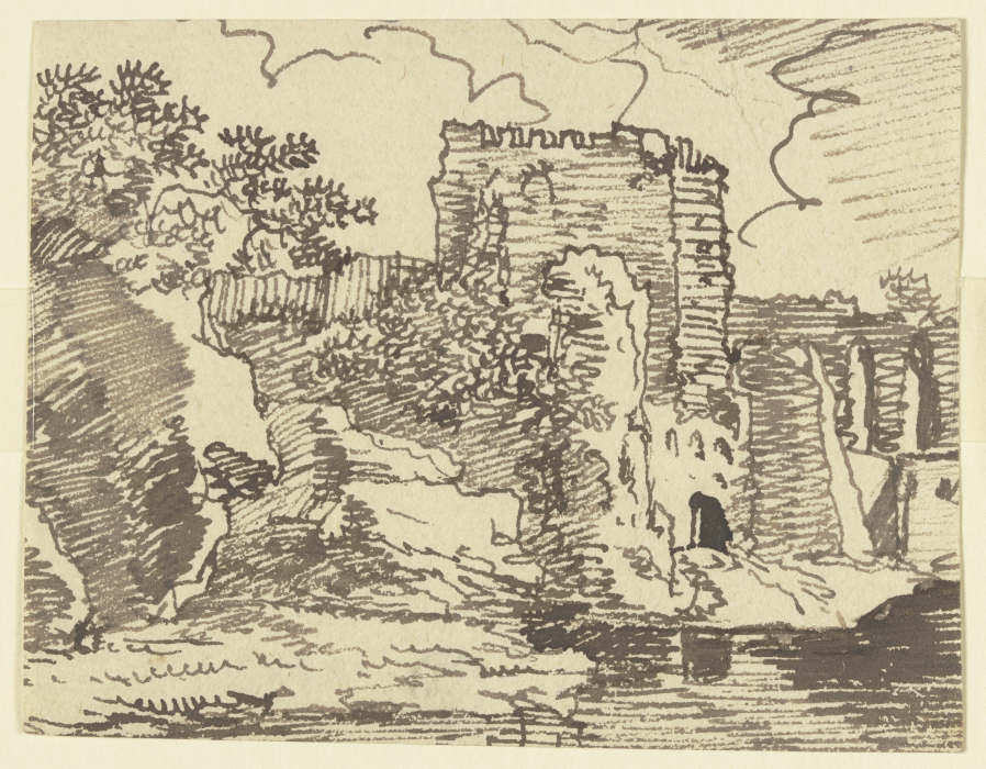 Burgruine an einem Gewässer de Franz Innocenz Josef Kobell