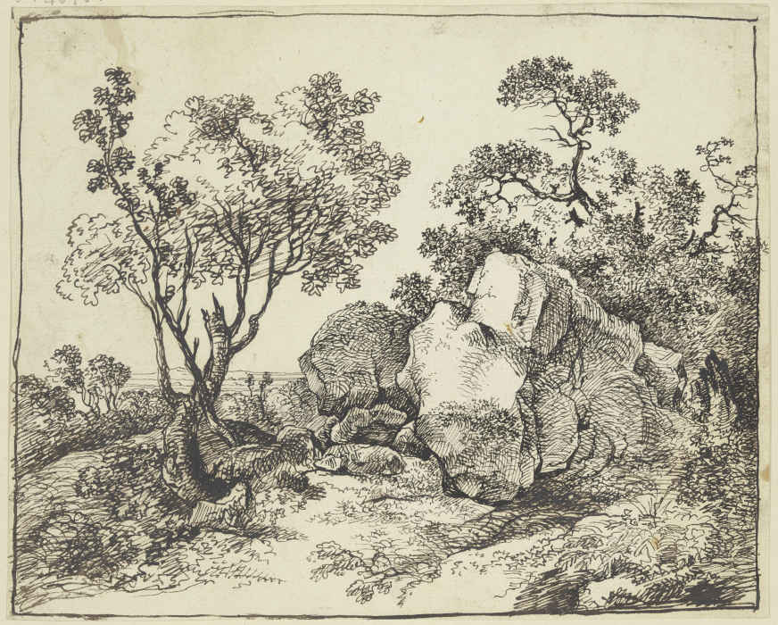Felsblöcke zwischen Bäumen de Franz Innocenz Josef Kobell