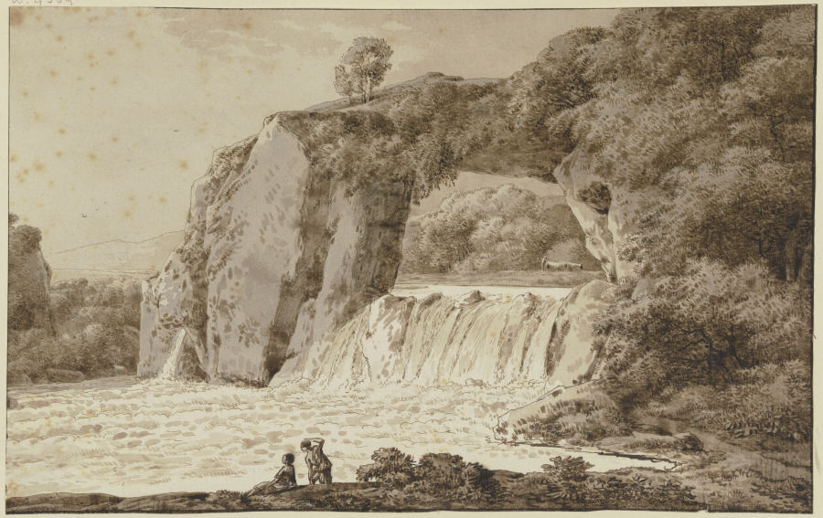 Felspartie mit Wasserfall de Franz Innocenz Josef Kobell