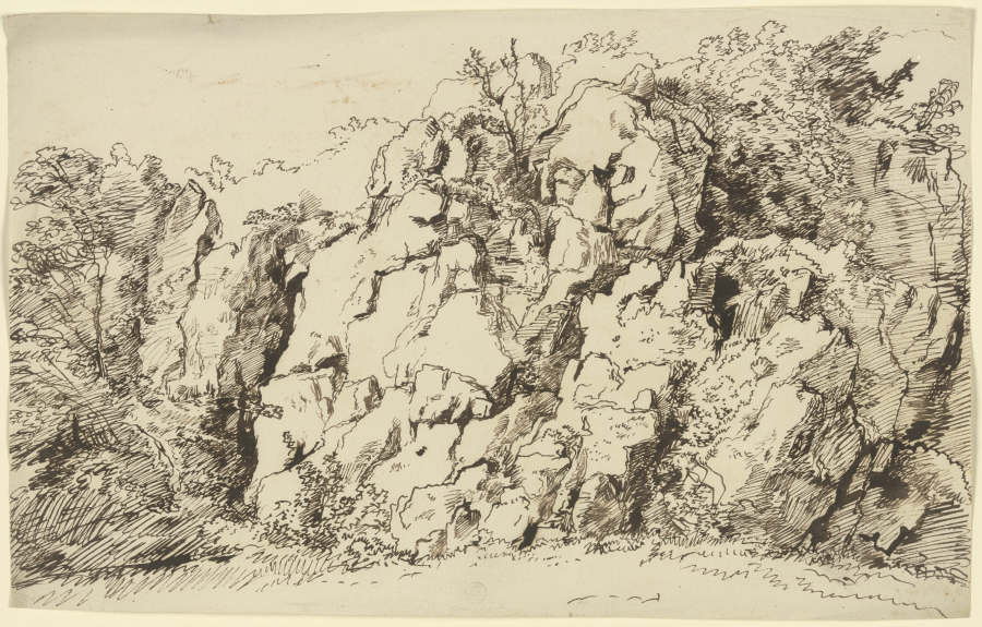 Crag with vegetation de Franz Innocenz Josef Kobell