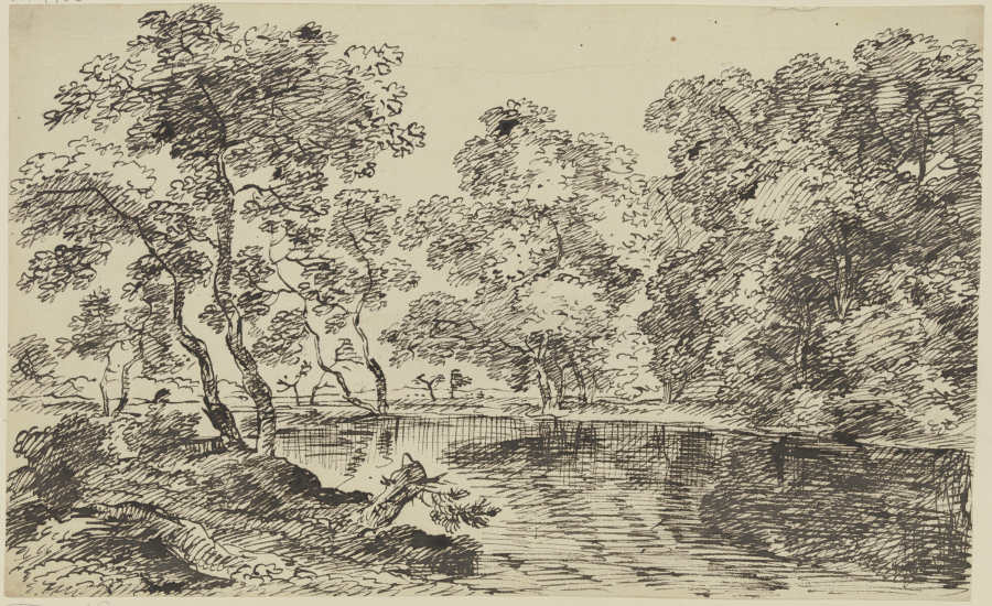 River and trees de Franz Innocenz Josef Kobell
