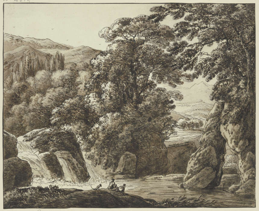 Gebirgslandschaft mit Wasserfall de Franz Innocenz Josef Kobell