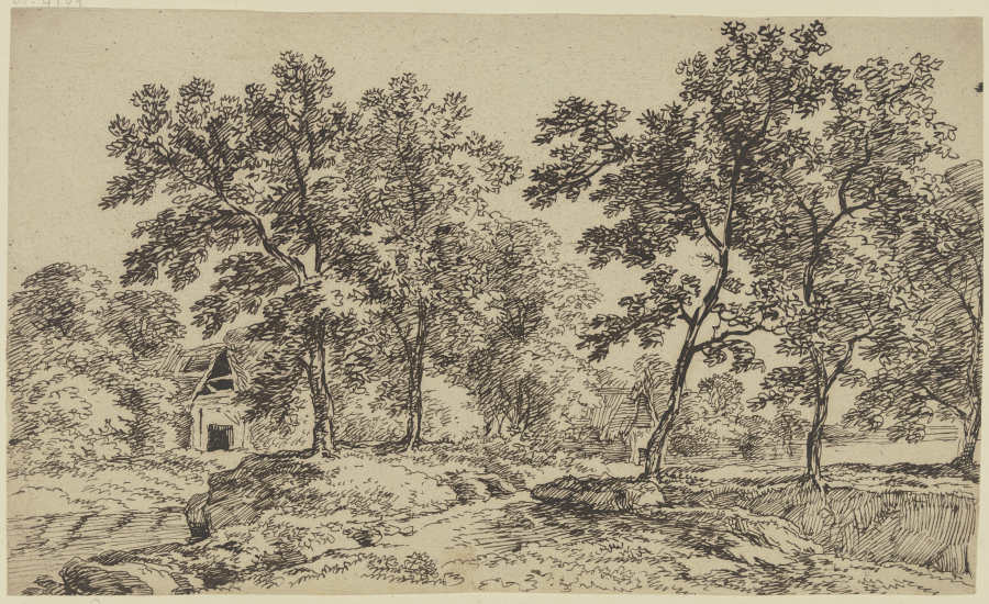 Huts between trees de Franz Innocenz Josef Kobell