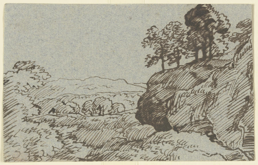 Landschaft mit baumbestandenem Felssporn de Franz Innocenz Josef Kobell
