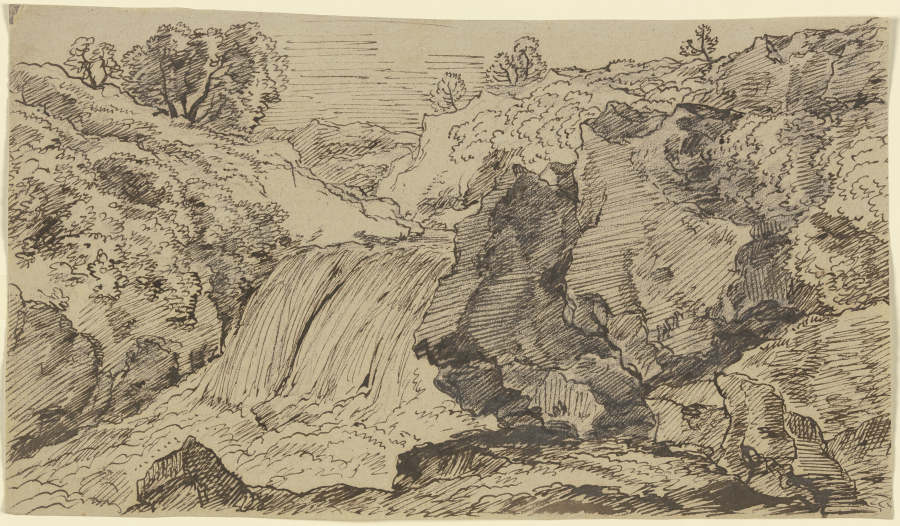 Landschaft mit Wasserfall de Franz Innocenz Josef Kobell