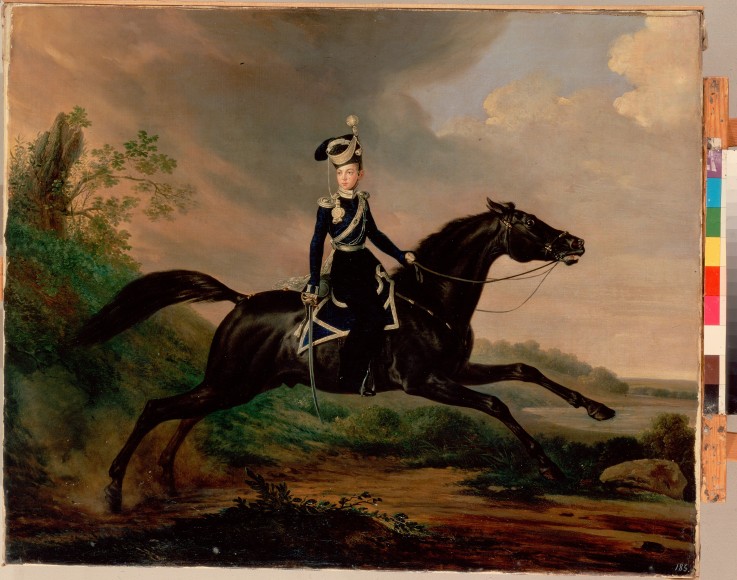 Equestrian Portrait of Grand Prince Alexander Nikolayevich (1818-1881) de Franz Krüger