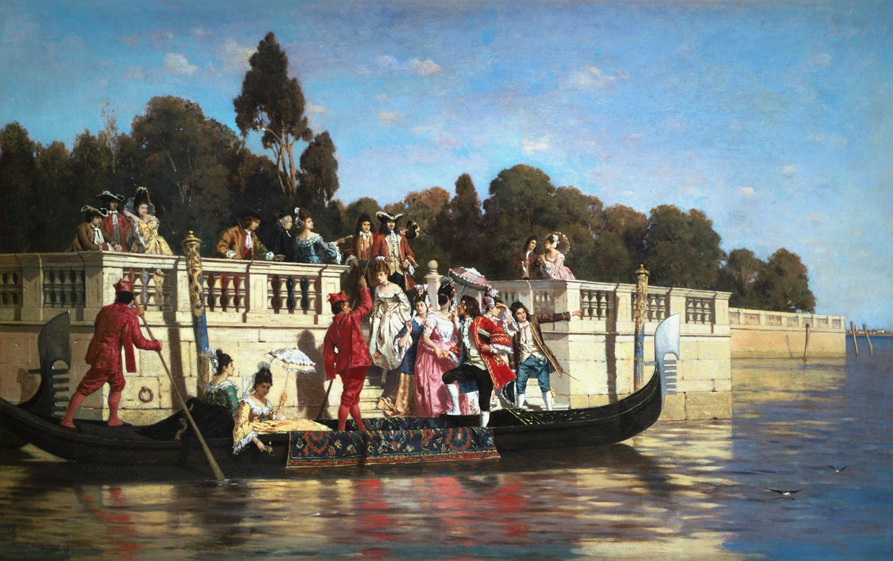 An elegant boat party. de Franz Leo Ruben
