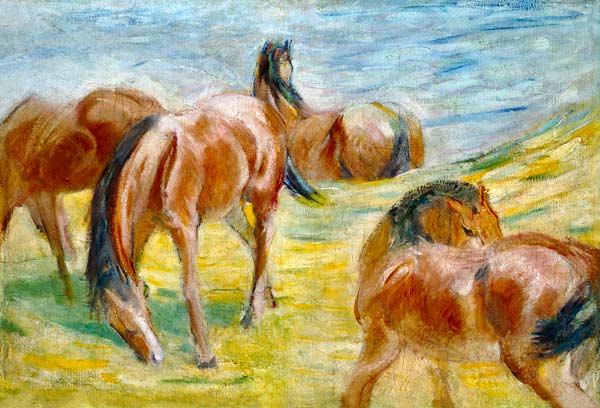 Grazing horses de Franz Marc